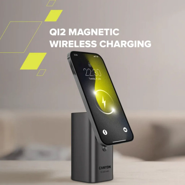 Фото - Батарея мобільна Canyon OnPower 150 Qi2 magnetic 15000mAh 100W Aluminium Dark Grey (CNS-CPB150DG)