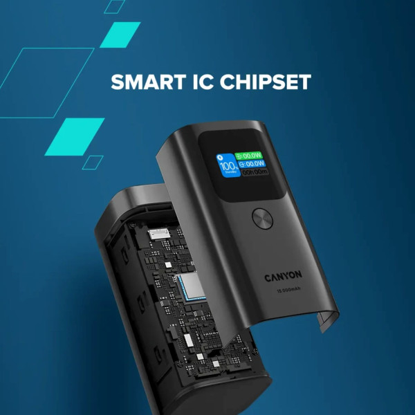 Фото - Батарея мобільна Canyon OnPower 150 Qi2 magnetic 15000mAh 100W Aluminium Dark Grey (CNS-CPB150DG)