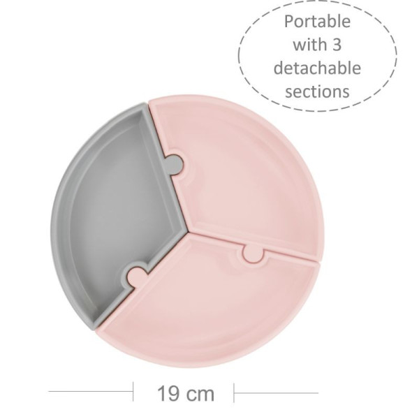 Фото - Тарілка для малюка MinikOiOi Puzzle - Pinky Pink/Powder Grey (101050058)