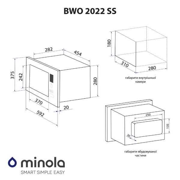 Фото - Микроволновая печь (СВЧ) встраиваемая Minola BWO 2022 SS