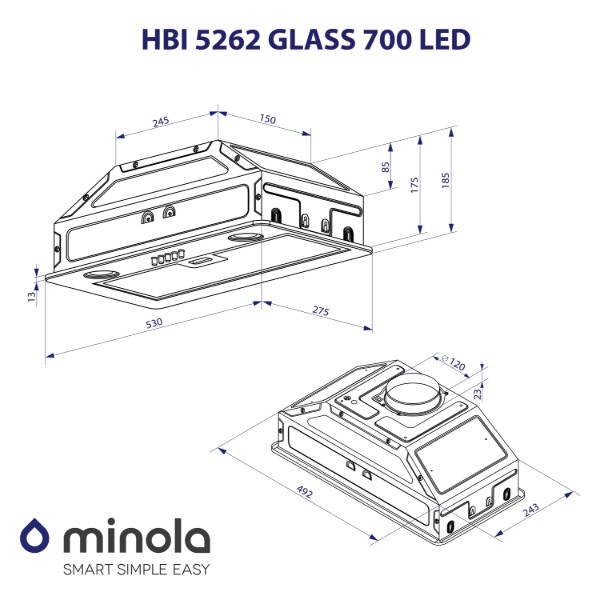 Фото - Вытяжка встраиваемая Minola HBI 5262 IV GLASS 700 LED