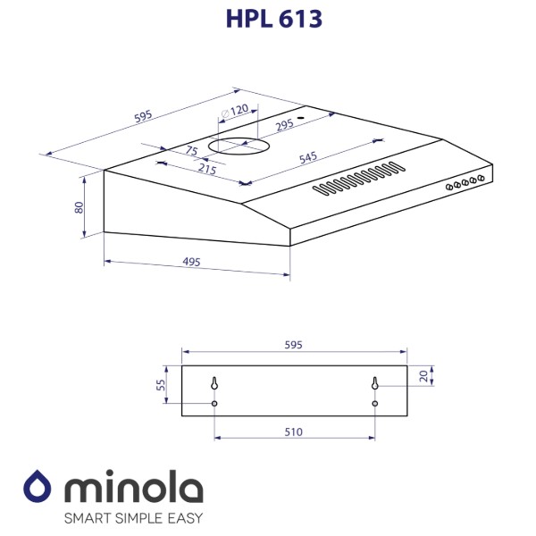 Фото - Витяжка традиційна Minola HPL 613 I