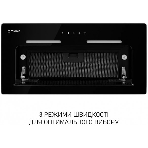 Фото - Уцінка - Витяжка вбудована Minola HBI 6473 BL GLASS 800 LED Line