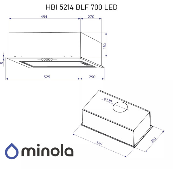 Фото - Витяжка вбудована Minola HBI 5214 BLF 700 LED