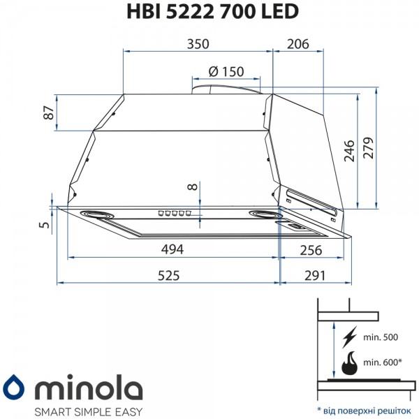Фото - Вытяжка встраиваемая Minola HBI 5222 WH 700 LED