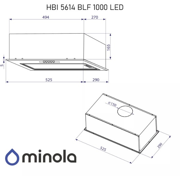 Фото - Витяжка вбудована Minola HBI 5614 BLF 1000 LED