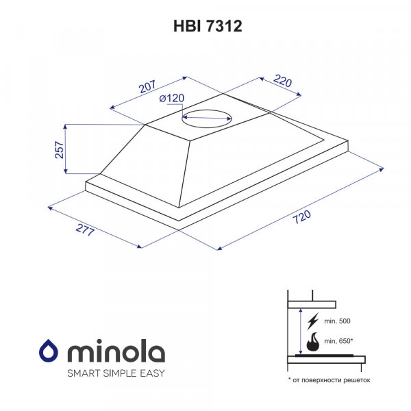 Фото - Вытяжка встраиваемая Minola HBI 7312 I LED 750
