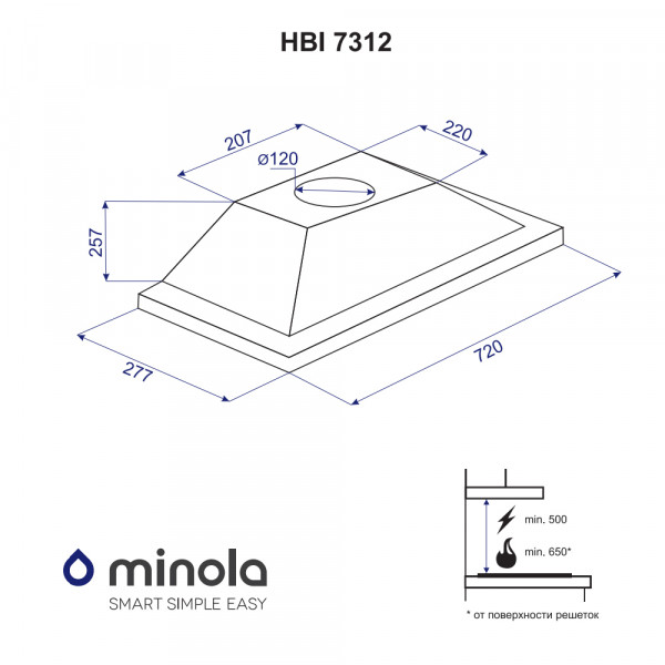 Фото - Вытяжка встраиваемая Minola HBI 7312 WH LED 750