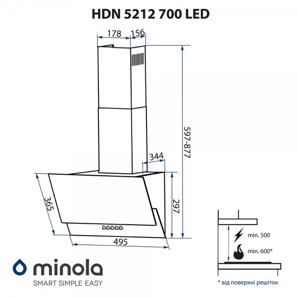 Фото - Вытяжка декоративная Minola HDN 5212 WH 700 LED