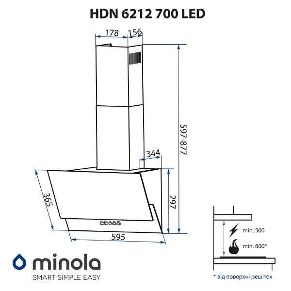 Фото - Вытяжка декоративная Minola HDN 6212 WH 700 LED