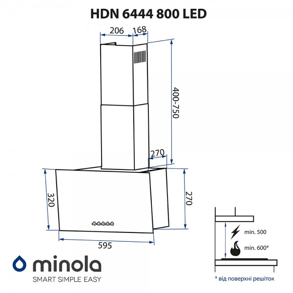 Фото - Вытяжка декоративная Minola HDN 6444 BL 800 LED