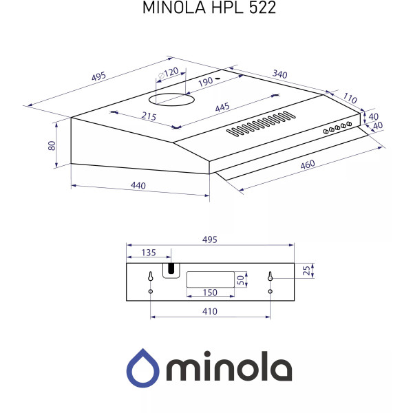 Фото - Витяжка традиційна Minola HPL 522 I