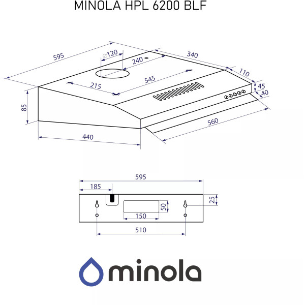 Фото - Вытяжка традиционная Minola HPL 6200 BLF