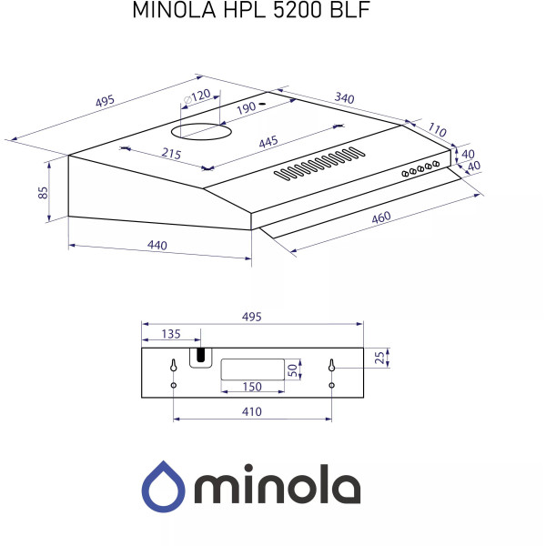 Фото - Вытяжка традиционная Minola HPL 5200 BLF