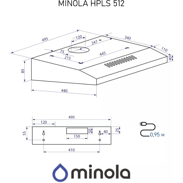 Фото - Витяжка традиційна Minola HPLS 512 BL