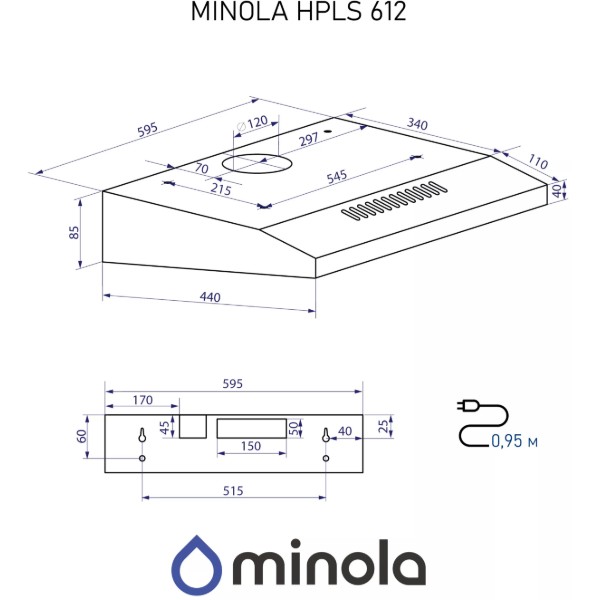 Фото - Витяжка традиційна Minola HPLS 612 BL