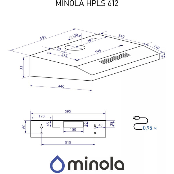 Фото - Витяжка традиційна Minola HPLS 612 I