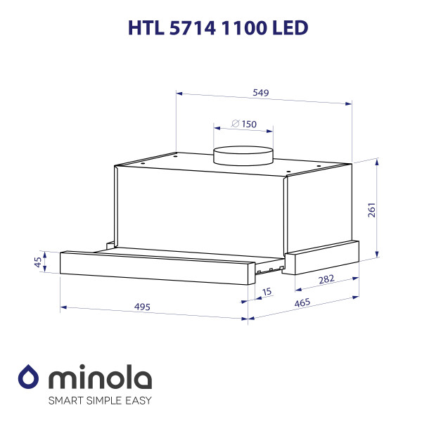 Фото - Витяжка вбудована Minola HTL 5714 BL 1100 LED