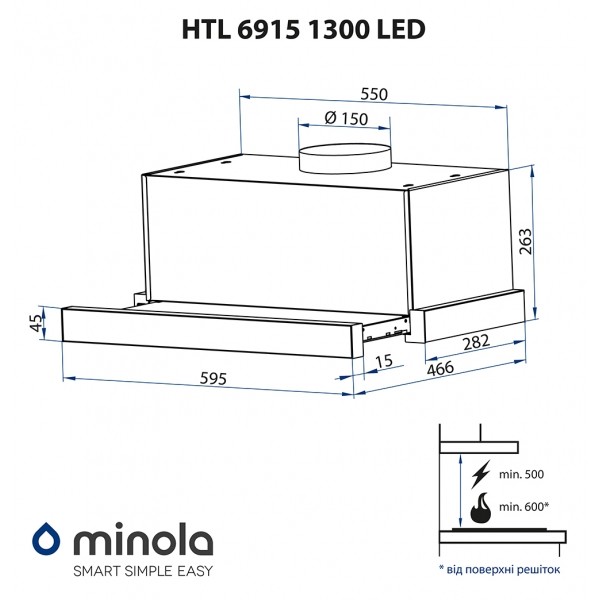 Фото - Вытяжка встраиваемая Minola HTL 6915 I 1300 LED