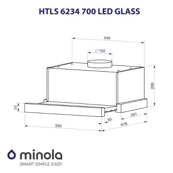 Фото - Вытяжка встраиваемая Minola HTLS 6234 BL 700 LED GLASS