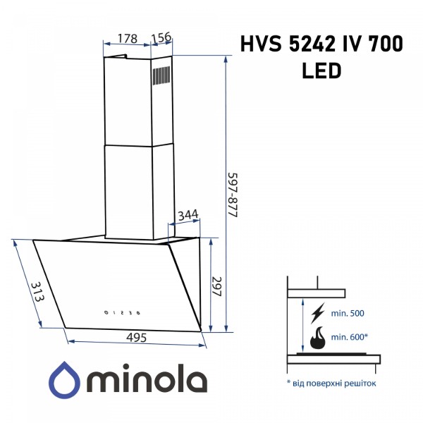 Фото - Витяжка декоративна Minola HVS 5242 IV 700 LED