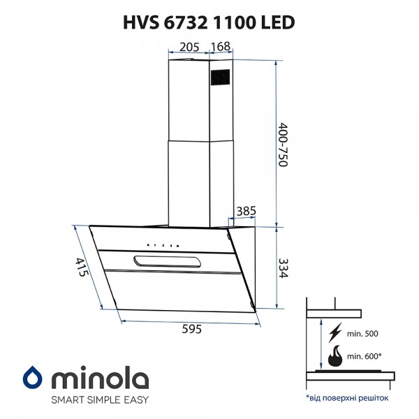 Фото - Вытяжка декоративная Minola HVS 6732 BL 1100 LED