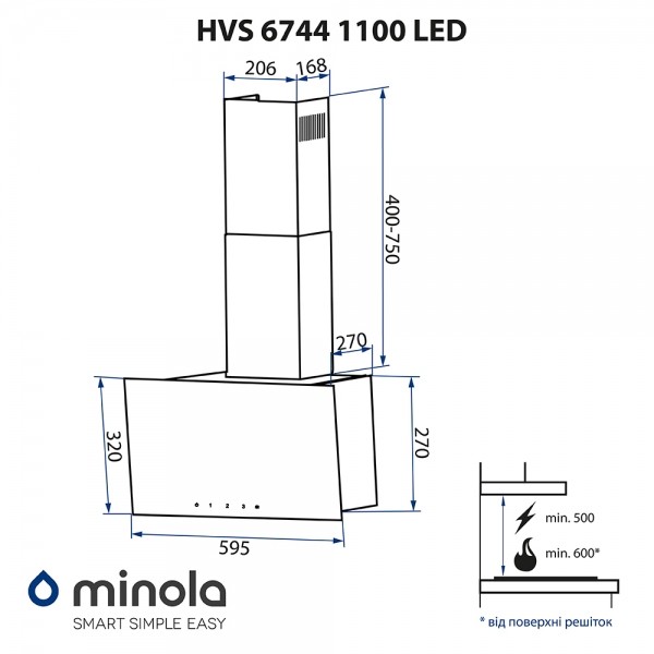 Фото - Вытяжка декоративная Minola HVS 6744 WH 1100 LED