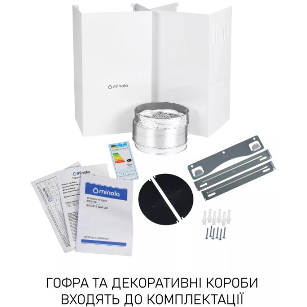 Фото - Витяжка декоративна Minola HVS 6812 WH 1200 LED