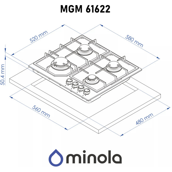 Фото - Варильна поверхня газова Minola MGM 61622 WH