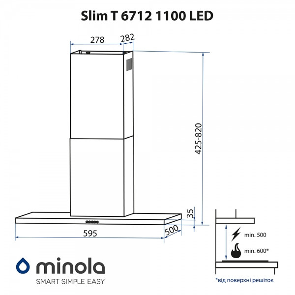 Фото - Вытяжка декоративная Minola Slim T 6712 I 1100 LED
