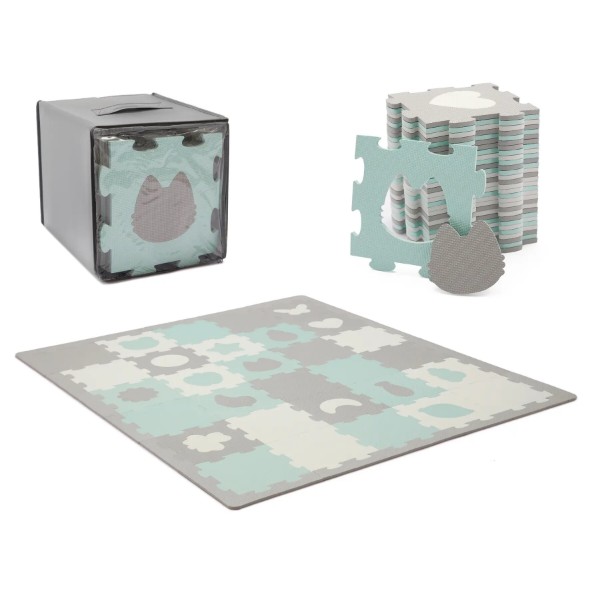 Фото - Килимок-пазл м'який Kinderkraft Luno Shapes Mint 30 шт. (KPLUSH00MIN0000)