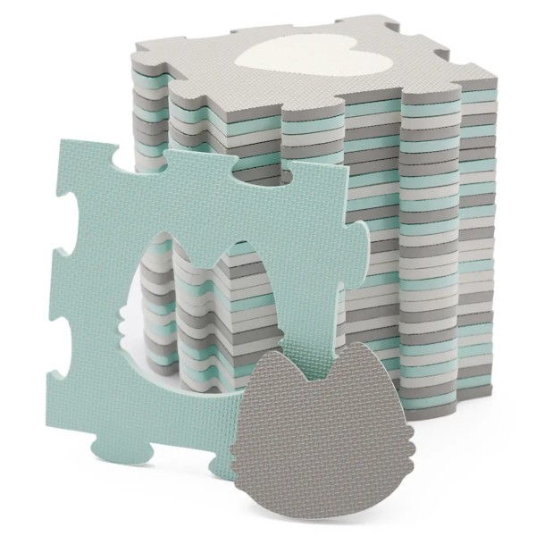 Фото - Килимок-пазл м'який Kinderkraft Luno Shapes Mint 30 шт. (KPLUSH00MIN0000)