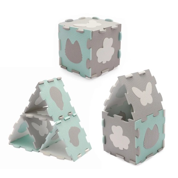 Фото - Килимок-пазл м'який Kinderkraft Luno Shapes Mint 30 шт. (KPLUSH00MIN0000)