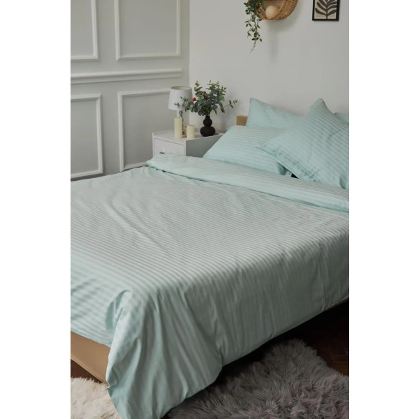 Фото - Підковдра двоспальна Moon&Star Satin Stripe Stripe Mint 175x210 см (MS-870000437)