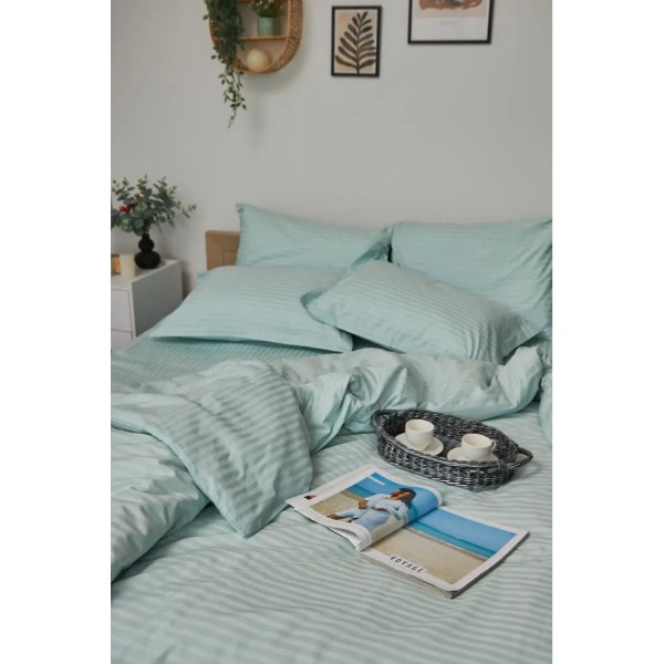 Фото - Пододеяльник двуспальный евро Moon&Star Satin Stripe Stripe Mint King Size 220x240 см (MS-870000439)