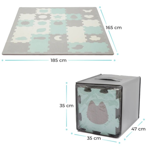 Фото - Килимок-пазл м'який Kinderkraft Luno Shapes Mint 30 шт. (KPLUSH00MIN0000)