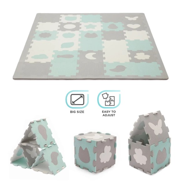 Фото - Килимок-пазл м'який Kinderkraft Luno Shapes Mint 30 шт. (KPLUSH00MIN0000)