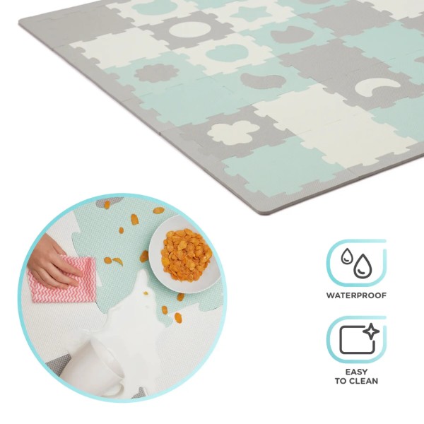 Фото - Килимок-пазл м'який Kinderkraft Luno Shapes Mint 30 шт. (KPLUSH00MIN0000)