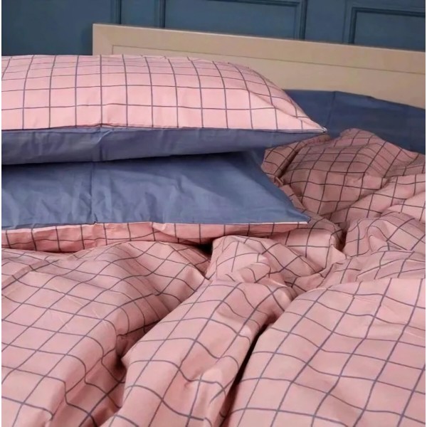 Фото - Комплект постільної білизни MirSon Бязь 17-0731 Pink and Gray Plaid 175х210 см (2200010823707)