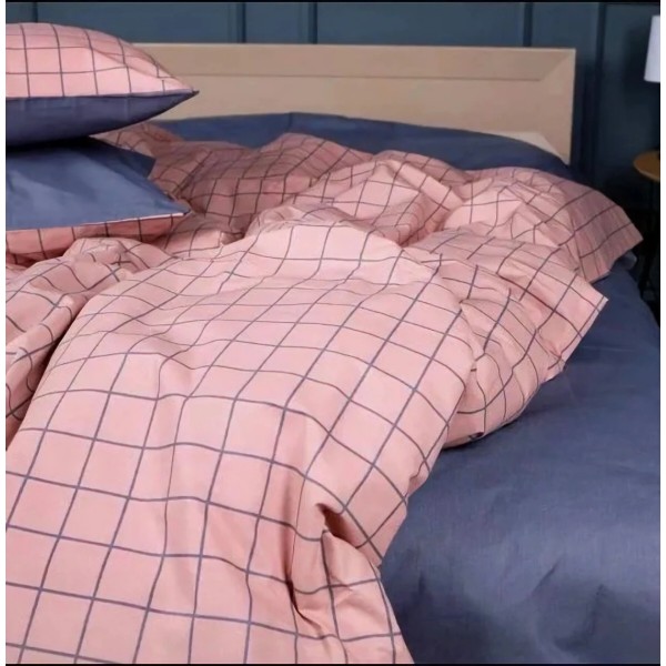 Фото - Комплект постільної білизни MirSon Бязь 17-0731 Pink and Gray Plaid 175х210 см (2200010823707)