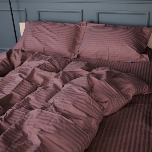 Фото - Комплект постельного белья MirSon Satin Stripe 30-0008 Smoky Pink 160х220 см (2200005250280)