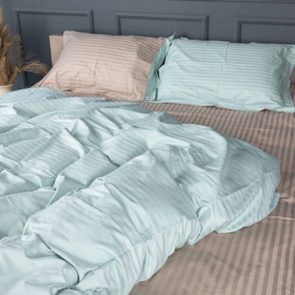 Фото - Комплект постельного белья MirSon Royal Soft Stripe 30-0013 + 30-0004 Rovena 175x210 (2200008075620)
