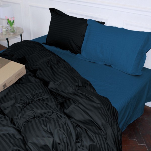 Фото - Комплект постельного белья MirSon Satin Stripe 30-0021 +30-0019 Minhvan 160х220 см (2200005267271)