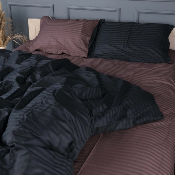 Фото - Комплект постельного белья MirSon Satin Stripe 30-0021 +30-0008 Dorimel 160х220 см (2200005267875)