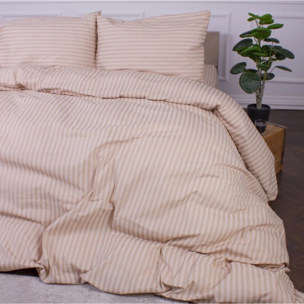 Фото - Комплект постільної білизни MirSon 2х160х220 Ranforce Elite 17-0602 Stripe Creamy Ранфорс (2200008050887)