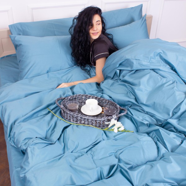 Фото - Комплект постільної білизни MirSon Royal Soft 0845 Blue Wave 175x210 (2200008069414)