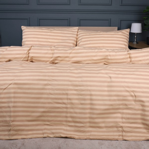 Фото - Комплект постільної білизни MirSon Ranforce Elite 17-0610 Stripe Light Brown 220х240 (2200008198855)