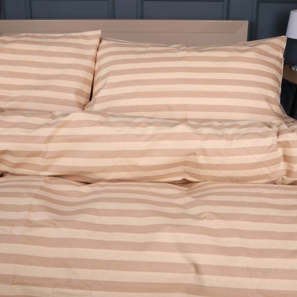 Фото - Комплект постільної білизни MirSon Ranforce Elite 17-0610 Stripe Light Brown 220х240 (2200008198855)