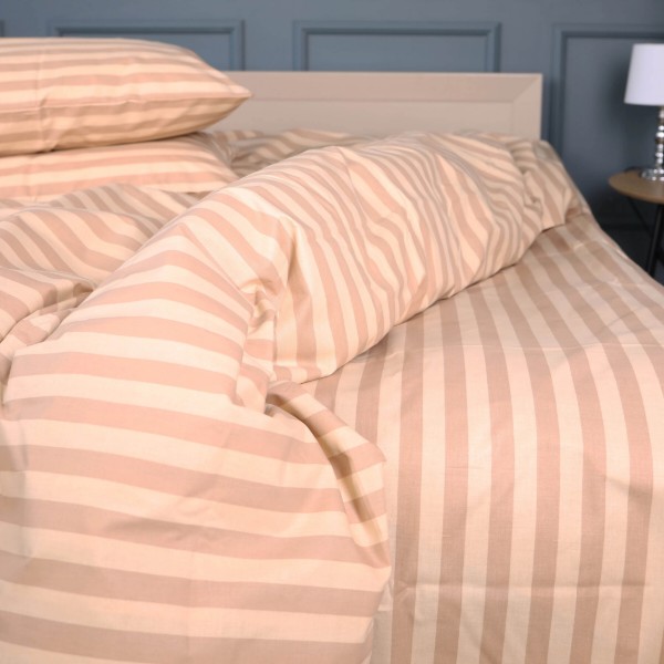 Фото - Комплект постільної білизни MirSon Ranforce Elite 17-0610 Stripe Light Brown 220х240 (2200008198855)