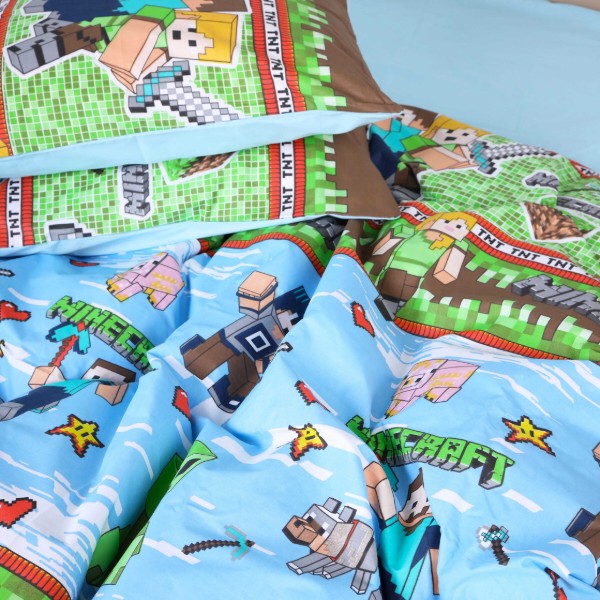 Фото - Комплект постільної білизни MirSon Бязь 17-0571 - 1 Minecraft War 2x143x210 см (2200008770006)